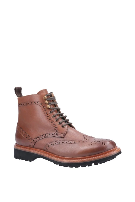 Image of Cotswold Mens Rissington Commando Lace Up Brogue Ankle Boots UK Size 11 (EU 45) Brown COT639-BROWN-11