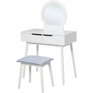 Image of Dressing Table & Stool Set w/ Drawers Mirror Modern Elegant Vanity White - Homcom