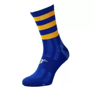 Image of Precision Childrens/Kids Pro Hooped Football Socks (12 UK Child-2 UK) (Royal Blue/Amber Glow)