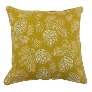 image of Irwin Woodland Cushion Mustard, Mustard / 45 x 45cm / Feather Filled