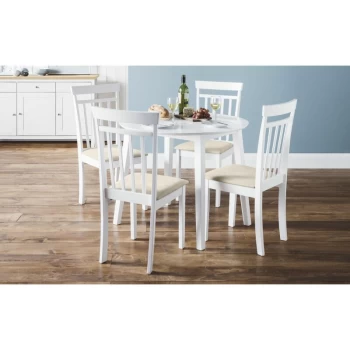 Image of Dining Set - Coast White Drop Leaf Dining Table & 4 Coast Chairs - Julian Bowen