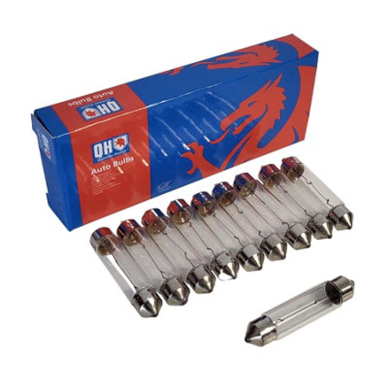 Image of Light Bulb 44mm Length 12V Voltage 10Kw C10W Fits Kia Quinton Hazell Qbl264
