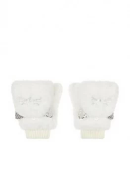 image of Monsoon Girls Sparkle Peppi Cat Capped Gloves - Ivory