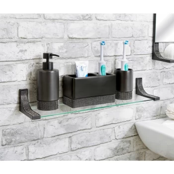 image of Sparkle Matt Black Bathroom Storage Shelf - Black