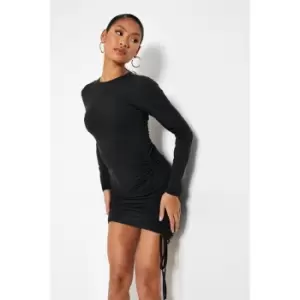 Image of I Saw It First Cotton Elastane Ruched Side Mini Dress - Black