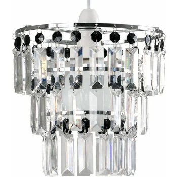 image of Minisun - 3 Tier Ceiling Pendant Light Shade with Acrylic Jewel Droplets - Black