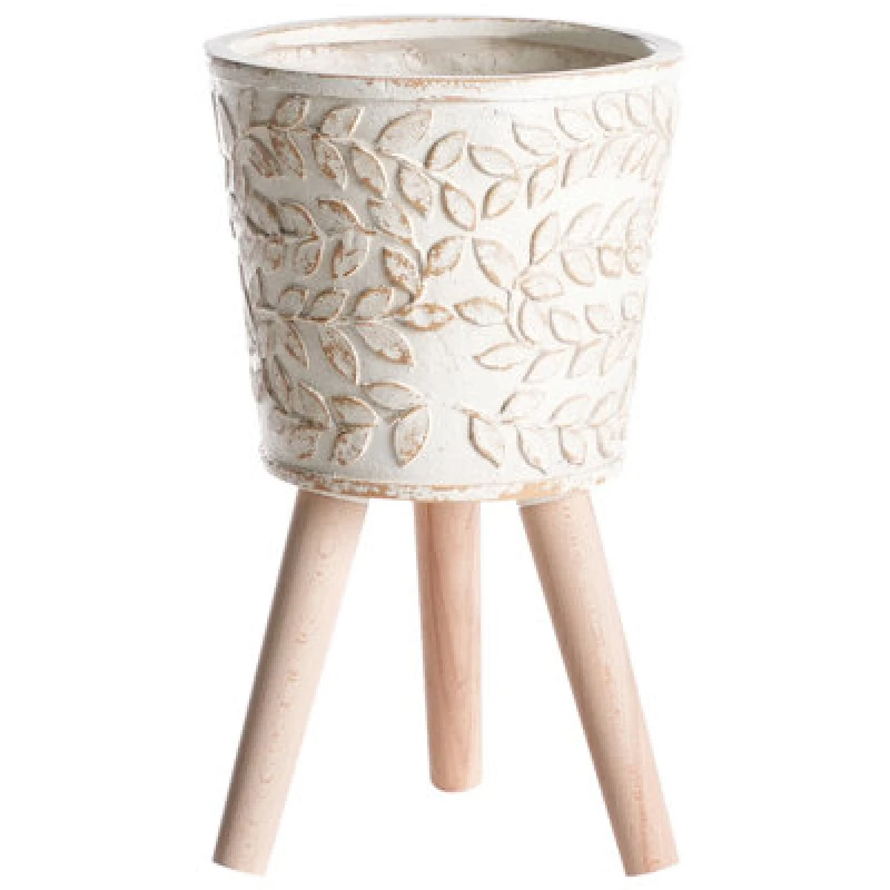 Image of Beliani Elevated Plant Pot Aliartos 26cm Off-White