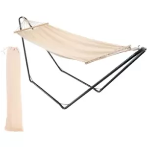 image of Harbour Housewares - Garden Spreader Bar Hammock with Stand - Natural