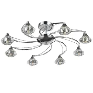 image of 8 Light Semi-Flush Ceiling Light Polished Chrome Finish