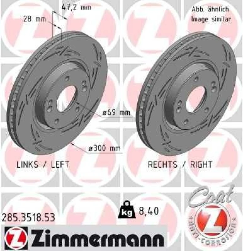 Image of ZIMMERMANN Brake disc ZIMMERMANN 285.3518.53
