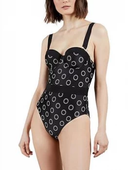 Image of Ted Baker Cupped Swimsuit with Wide Bows - Black, Size 1=8, Women