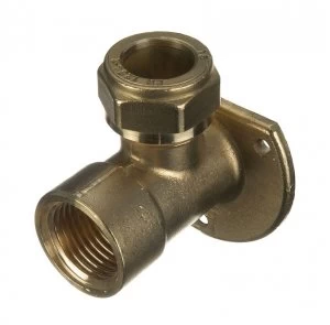 Image of Wickes Brass Compression Wall Plate Elbow - 12 x 15mm