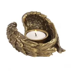 Image of Antique Gold Guardian Angel Wing Candle Holder