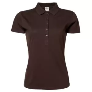 image of Tee Jays Womens/Ladies Luxury Stretch Short Sleeve Polo Shirt (2XL) (Chocolate)