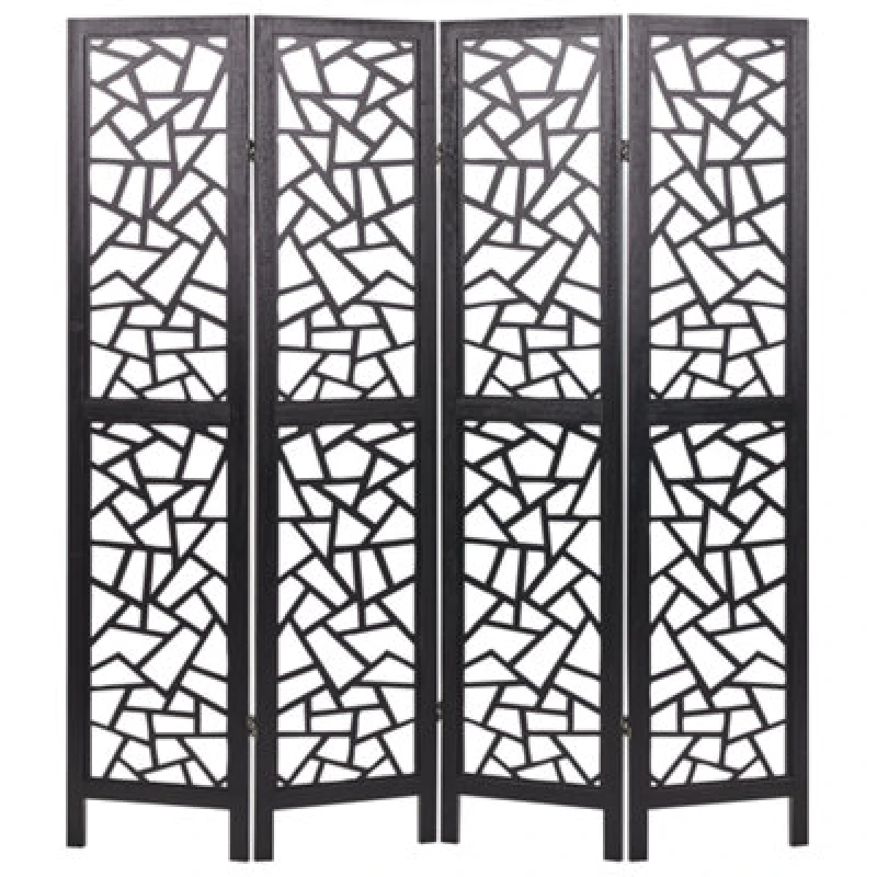 Image of Beliani 4 Panel Room Divider Pianlargo Black 163cm 170 Cm