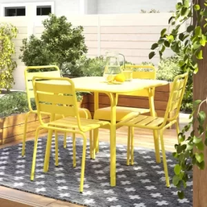 Image of June Stackable Metal Dining Chairs Pack of 4 Yellow, Yellow