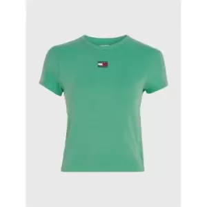 Image of Tommy Jeans Tjw Bby Rib XS Badge - Green