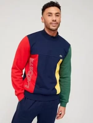 Image of Lacoste Lacoste Colour Block Crew Neck Sweat, Navy Size XL Men