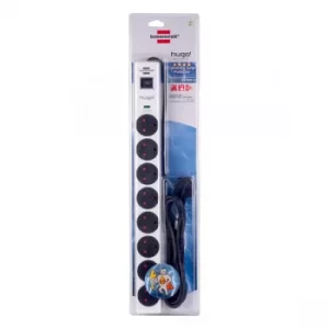Image of Brennenstuhl 1150613328 Hugo 8 Way Surge Protected Extension Socke...