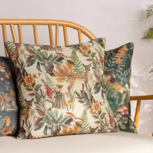 Image of Forest Fawn Repeat Cushion Grey / 43 x 43cm / Polyester Filled
