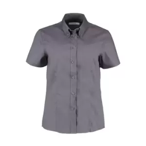Image of Kustom Kit Ladies Corporate Oxford Short Sleeve Shirt (10) (Charcoal)