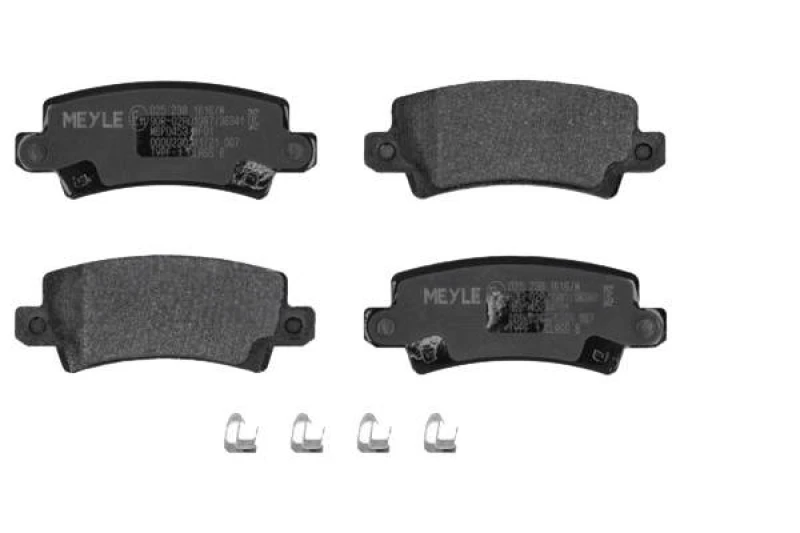 Image of MEYLE 025 238 1616/W Brake pad set Rear Axle, with acoustic wear warning, Original Quality, with anti-squeak plate Brake Pad Set,disc brake (402)
