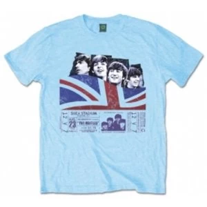 image of The Beatles Shea Stadium Mens Light Blue Tshirt: Large