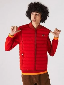 Lacoste Quilted Gilet, Red, Size S, Men