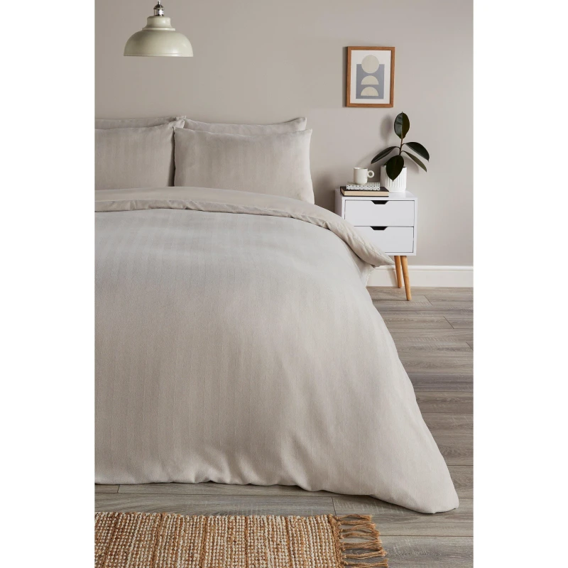 Image of Homelife Herringbone Soft Touch Duvet Set - Nude Nude Single
