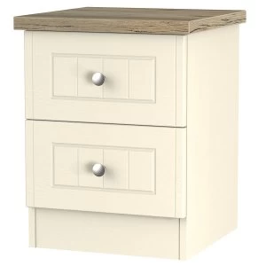 Image of Robert Dyas Wilcox Ready Assembled 2-Drawer Bedside Table - Cream Ash
