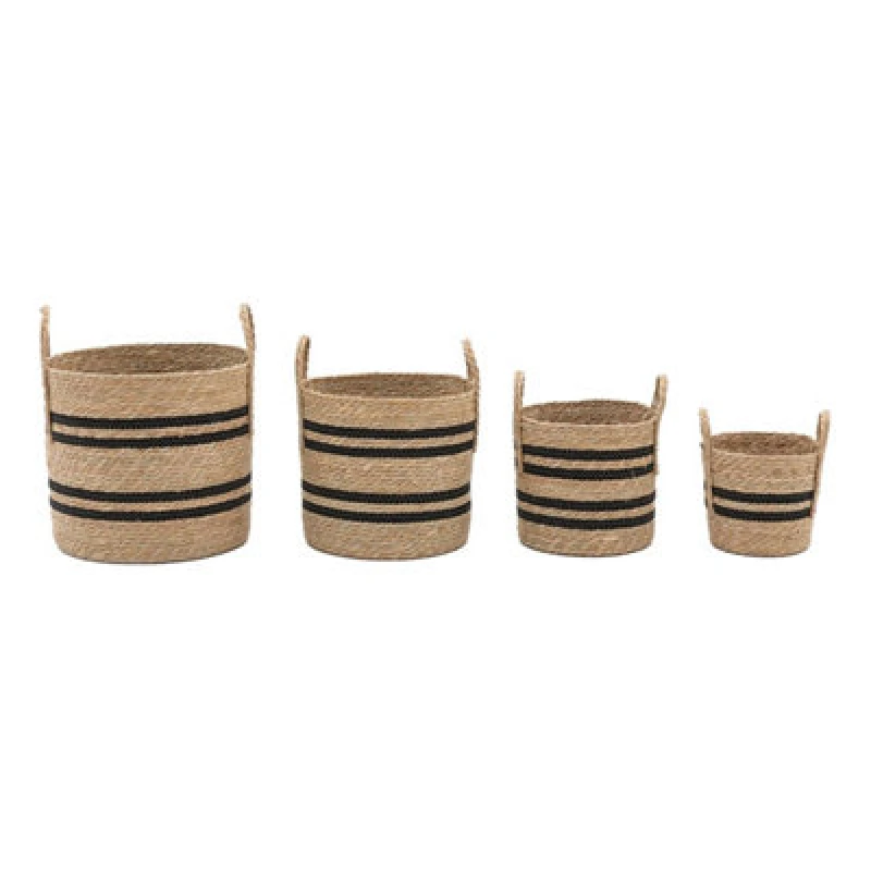 Image of Basket Set: 4 X Storage Stripe Baskets, Hyacinth