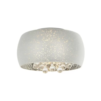 Image of Endon Lighting Eclipse - Flush Silver Plated Effect Glass & Clear Glass Drops 3 Light Dimmable IP20 - G9