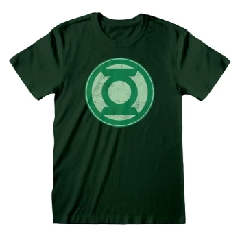 Image of DC Green Lantern - Distressed Logo Unisex Large T-Shirt - Green