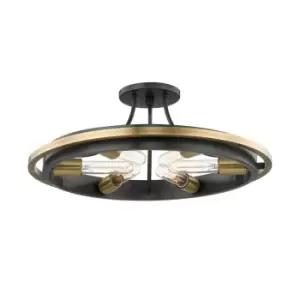 Image of Chambers 6 Light Flush Mount Aged Brass, Glass