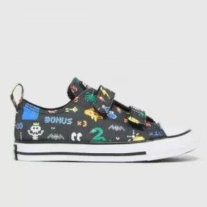 Image of Converse Black And Blue 2v Lo Gamer Trainers Toddler