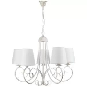 image of Onli Pompei 5 Light Multi Arm Chandelier With Shades, White With Shades