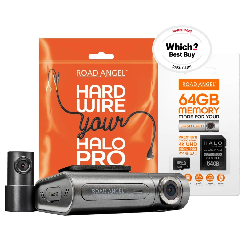 Image of Road Angel Halo Pro Deluxe 2K Dual Front & Rear Dash Cam 64GB Micr