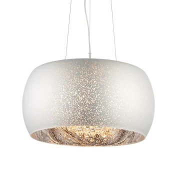 Image of Eclipse Cylindrical Pendant Silver Plated Effect Glass & Clear Glass Drops 5 Light Dimmable IP20 - G9
