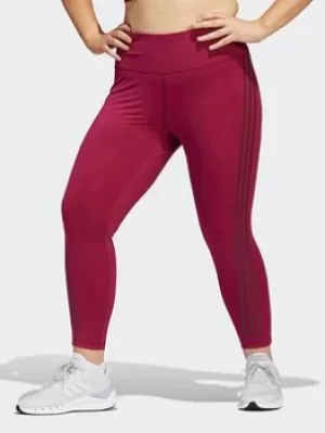Image of adidas Optime Trainicons 3-stripes 7/8 Tights (plus Size), Purple, Size 2X, Women