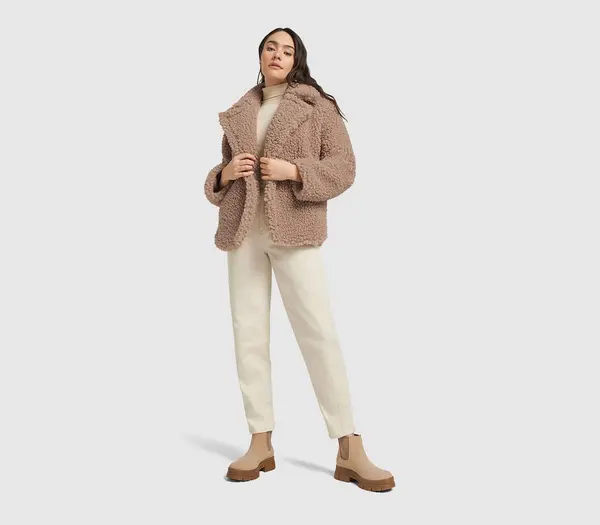 Image of UGG Gertrude Short Teddy Coat Putty Grey, L