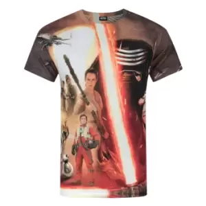 Image of Star Wars Mens Force Awakens Heroes & Villains Sublimation T-Shirt (L) (Multicoloured)