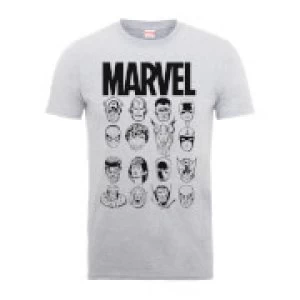 Image of Marvel Multi Heads Mens Grey T-Shirt - M