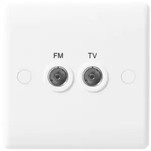 image of BG Nexus White 2 Gang TV Aerial / FM Socket - 866