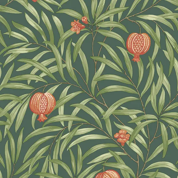 image of Belgravia Decor Pomegranate Green Wallpaper