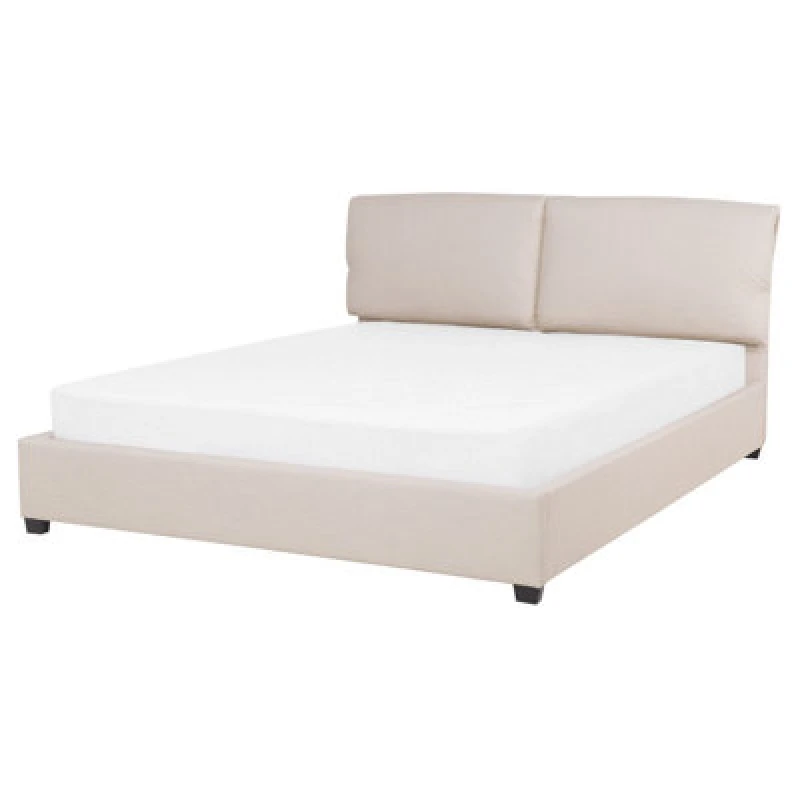 Image of Beliani Bed Fabric Belfort 160 X 200 Cm (Eu King Size) Light Beige