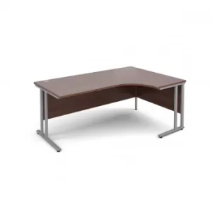 image of Maestro 25 Right Hand Ergonomic 1800 Desk with Silver Legs, Walnut