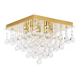 image of Spa Orlando 5 Light Ceiling Light Crystal Glass and Satin Brass