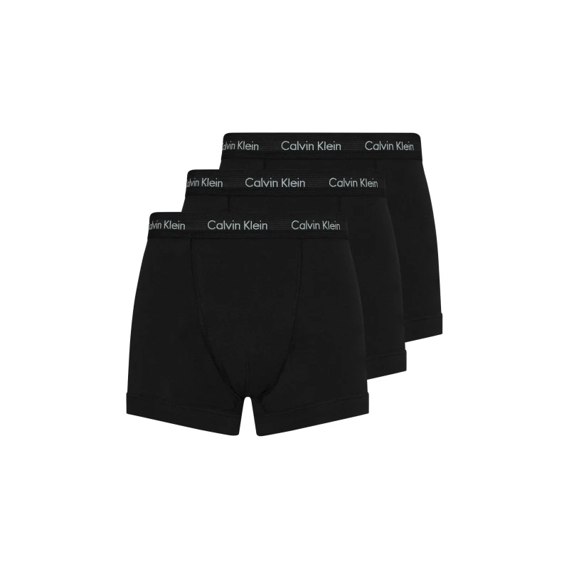 Image of Calvin Klein (L) Calvin Klein 3 Pack Cotton Stretch - Normal Rise Trunks ( Black / Black Waistband ) Black