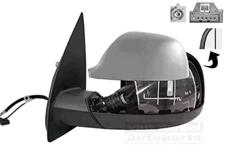 Image of VAN WEZEL 5786817 Wing mirror * HAGUS * Left, with aerial, primed Outside Mirror (50)