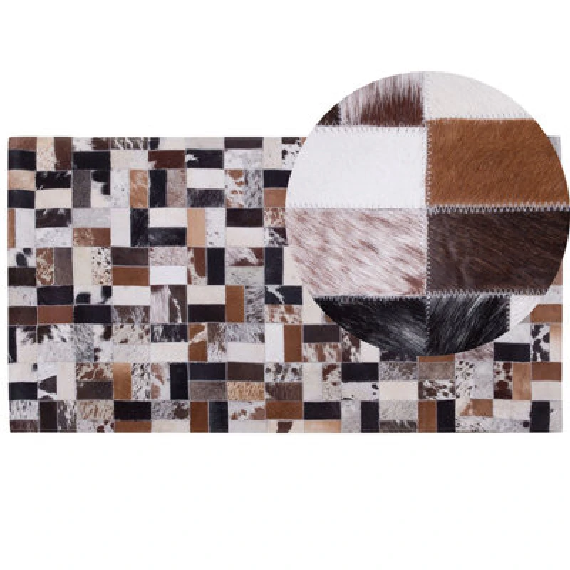 Image of Beliani Rug Cesme Multicolour 80 X 150 Cm Leather